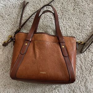 Fossil Tan Leather Shoulder Bag